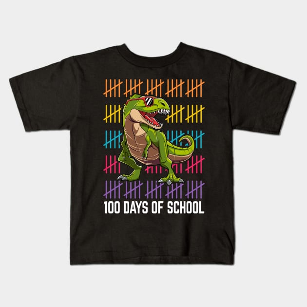 Dinosaur T Rex Happy 100 Days Of School Students Teacher Kids T-Shirt by HCMGift